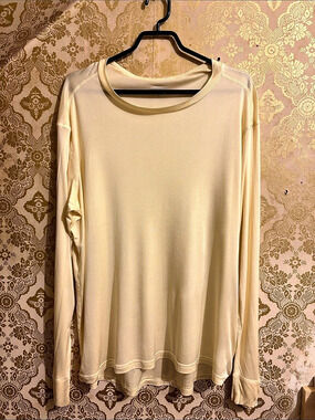 Lands' End 100% Silk Long Sleeve Base Layer Thermal Top Ivory